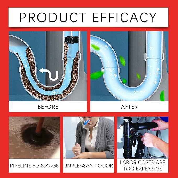Pipe Dredge Agent - Fast-Acting Drain Cleaner for Grease Hair &amp Food Residue Eliminates Clogs &amp Odors(1PCS)