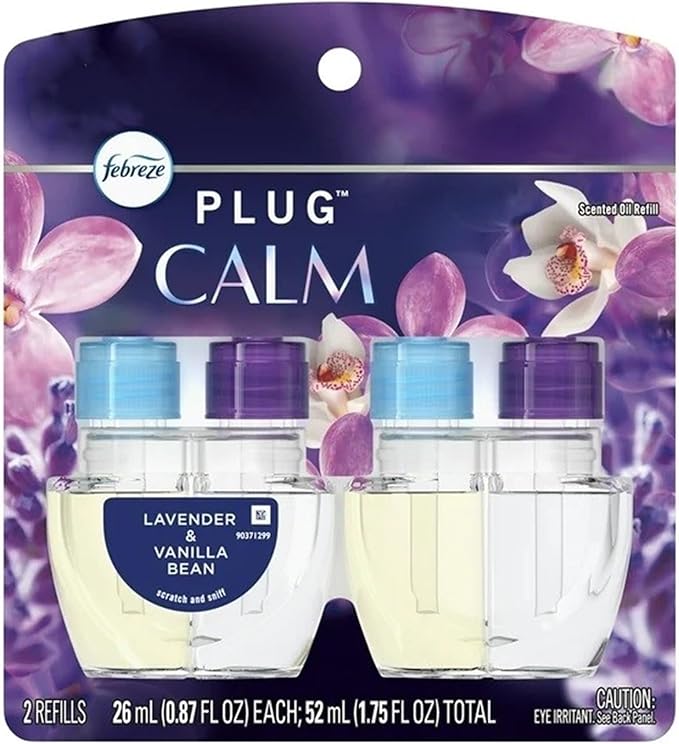 Febrezee Plug In Refills New Edition Plug In for Odor-Fighting Fade Defy PLUG Air Freshener (2) Count of 0.87 fl oz Refills (Calm)