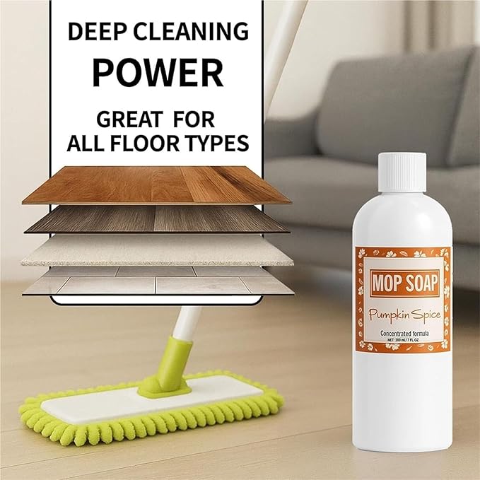 Pumpkin Spice Mop Soap Concentrated Multi-surface for Floor Cleaning Highly Scented Pumpkin Spice Floor Cleaner for Kitchen Bathroom and Home Use Long-Lasting Freshness 200ml