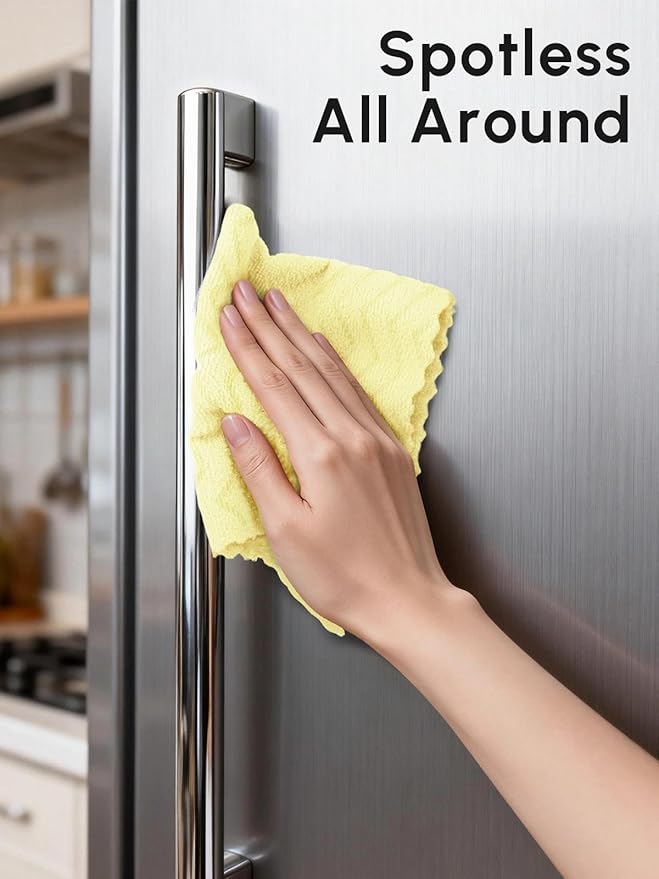 Microfiber Cleaning Cloths Roll 75 Pack Tear Away Microfiber Towels Roll 12 x 12 Lint Free Rags Reusable Cleaning Cloths Washable Scratch FreeUltra Absorbent Dish Rags(Yellow Ripple)