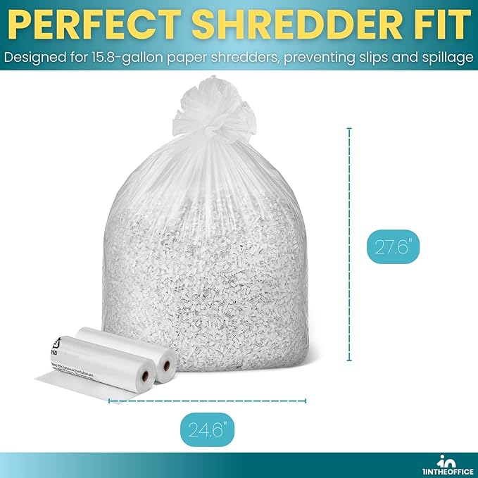 1InTheOffice Shredder Bags 15.8 Gallon Paper Shredder Waste bags 15.8 Gal. 50/Box