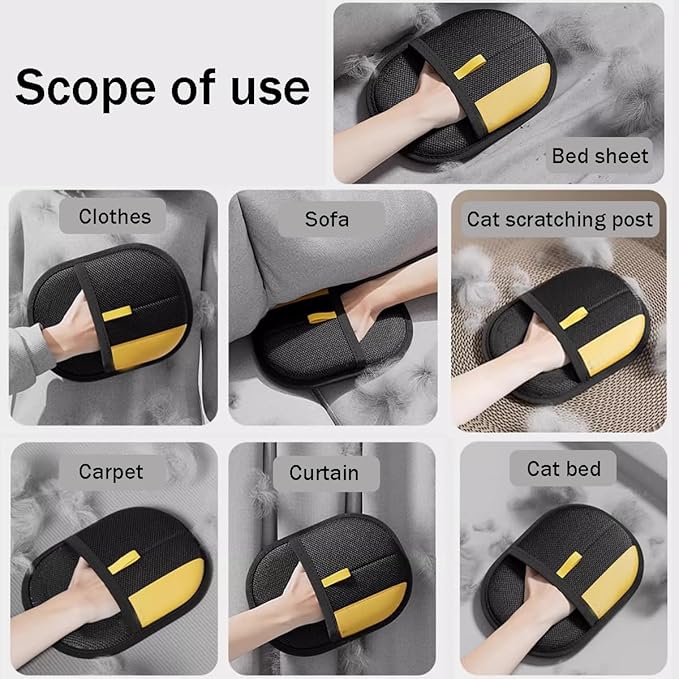 Electrostatic Pet Hair Removal Glove Static Removal Gloves for Pet Hair Reusable Double Sided Electrostatic Pet Hair Remover for Couch Furniture Carpet Car Seat (3PCS)