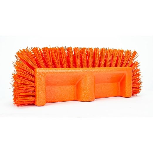 SPARTA Multi-Level Tile Scrub Brush 12 Wide Brush Head Heavy-Duty Tile Cleaning Brush with End Bristles for Commercial Tiles Tubs and Floor Plastic 12 Inches Orange (Pack of 12)
