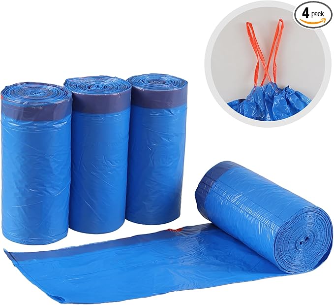 5 Gallon Drawstring Trash Bags 20 L Blue Garbage Bags 200 Counts/4 Rolls