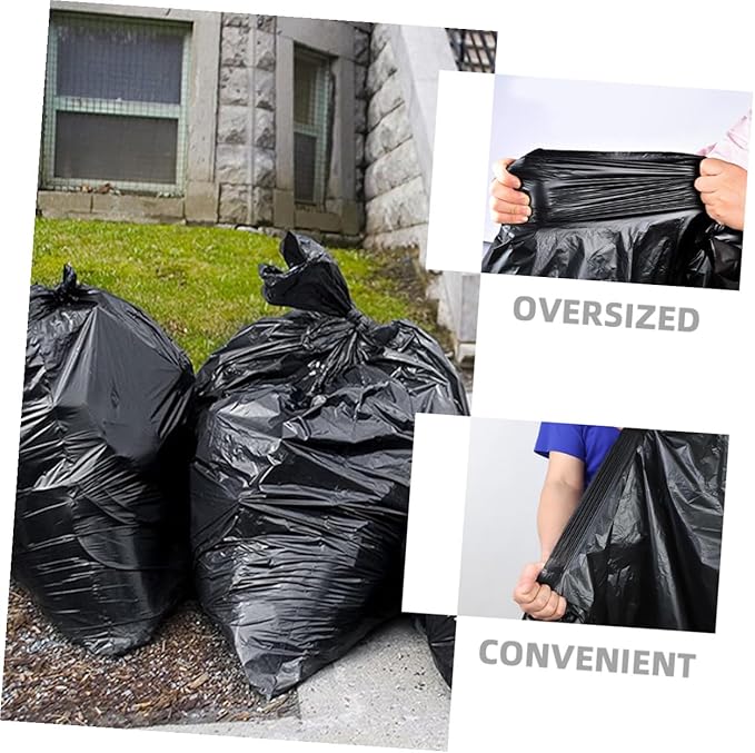 VICASKY 50pcs Heavy Duty Garbage Bags Large Trash Can Liners 80x100cm Black Contractor Trash Bags for Outdoor Gardening Commercial and Household Use