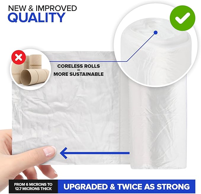 Stock Your Home Clear 4 Gallon Trash Bag (2000 Pack) Un-Scented Small Garbage Bags for Bathroom Can Mini Waste Basket Liner Plastic Liners for Office Trashcan and Dog Poop Bulk Household Supplies