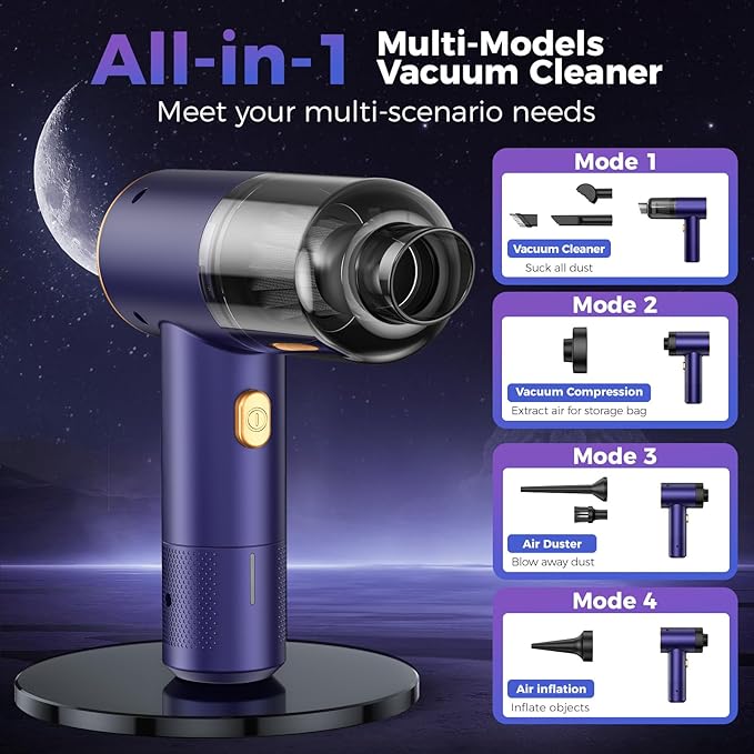 Handheld Car Vacuum Portable Cordless18000PA High Power Vacuum Cleaner with Brushless Motor.7 in 1 Mini Hand Held Vacuum Rechargeable AirDuster/Blower for CarHomeOficePet