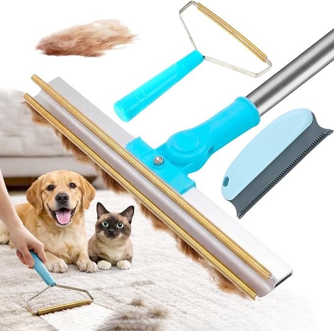 Pet Hair Remover Tool3 in 1 Carpet Rake for Pet Hair RemovalTool Set of 3 Carpet Scraper Pile Brush Easy for Clean Dog and Cat Hairfor Carpets Cars Sofas Beds Furniture and Dog Kennels