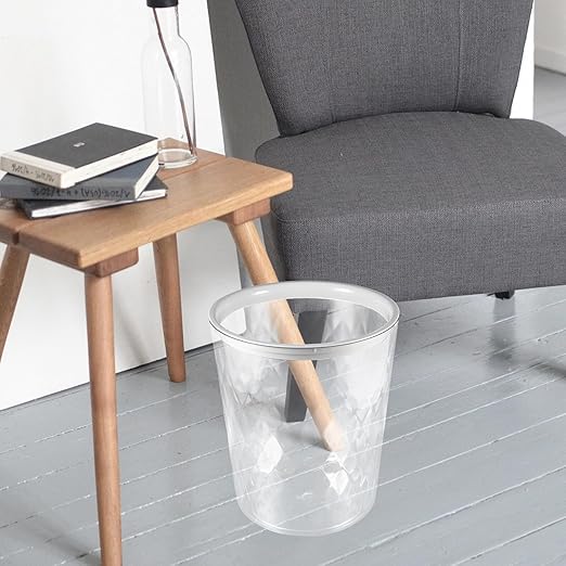 Sosoport Transparent Round Trash Container Polymer Material Large Capacity Garbage Bin for Bathroom Kitchen Lightweight Multi-Function Wastebasket