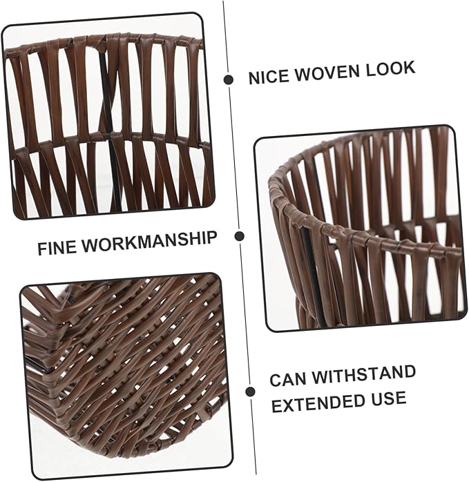 Happyyami Woven Waste Basket Multi Functional Storage Holder for Clothes and Sundries Rustic Design Small Laundry Basket for Home Organization