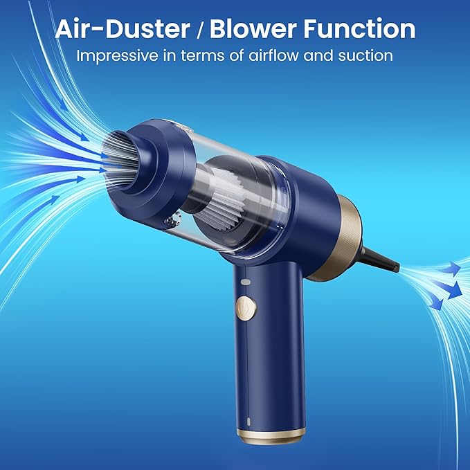 Car Vacuum Handheld Vacuum Cleaner 15000PA Suction Mini Vacuums with Air Duster and Blower Portable Hand Held Vacuum for Car House Crumbs Hair (Blue)
