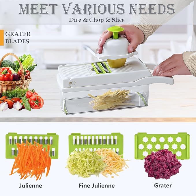 Pro-Series 16-in-1 Mandoline Slicer &amp Spiralizer Veggie Chopper with Container for Onion Salad &amp More