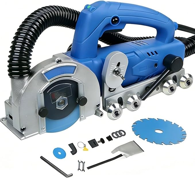 1200W Electric Tile Grout Remover Machine with Self-Vacuuming 9000 RPM Floor Tile Gaps Slot Tool for DIY Regrouting and Cleaning Old Cement Between Ceramic Tiles(Machine+2.7mm Seam Cleaning