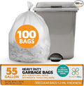 PlasticMill Heavy Duty Trash Bags - Clear Garbage Bags - Plastic Trash Bags - Tall Trash Bags Trash Can Liners - 55-Gallon Large Kitchen Trash Bag 1.2 Mil 40x50 (100-Count)