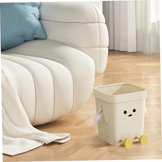 Cute Trash Can 16L Cute Cartoon PP Plastic Trash Can with Eyes Hands &amp Legs Open Top Waste Basket for Kitchen Bathroom Office Decor.