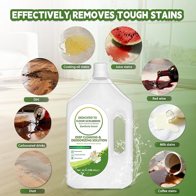 Floor Cleaning Solution Compatible with Tineco – 82 FL OZ Gardenia Floor Cleaner – Sweet Long-lasting Fragrance – For All Cordless Wet/Dry Vacuum Mop Cleaner &amp Robot Vacuums with Mopping