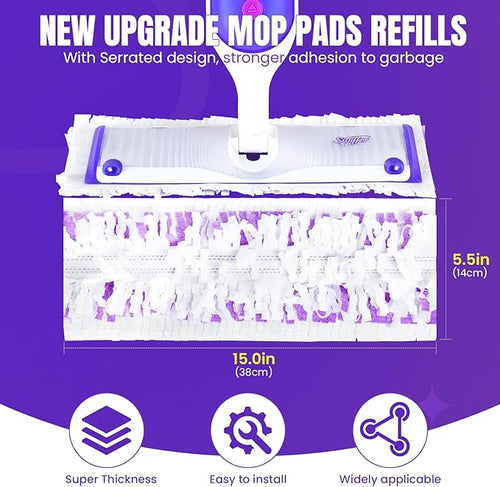 100 Pcs 5X Cleaning Disposable Power Mop Pads Refills Compatible with Swiffer PowerMop Unscented 14-Layer Heavy-Duty Multi-Surface Replacement Mopping Refill Pad for Floor Surface Cleaning