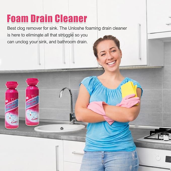Foaming Drain Cleaner Sink Drain Cleaner and Deodorizer Drains Clog Remover for Bathroom Sinks Washbasin Tubs (2PCS)