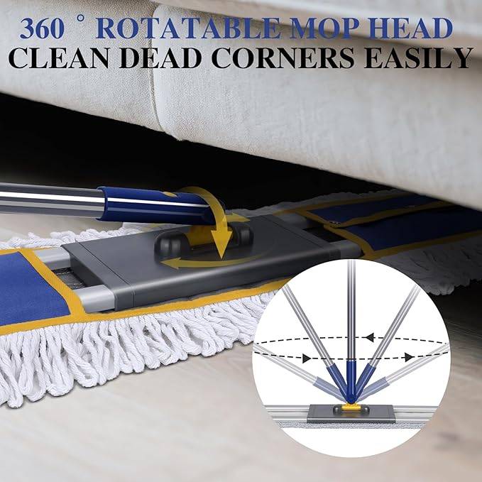 Masthome 36 Commercial Mop with 3 Microfiber Pads &ampMicrofiber Mop for Dry and Wet Use-1 Cleaning Scraper Included- Home &amp Office Suitable