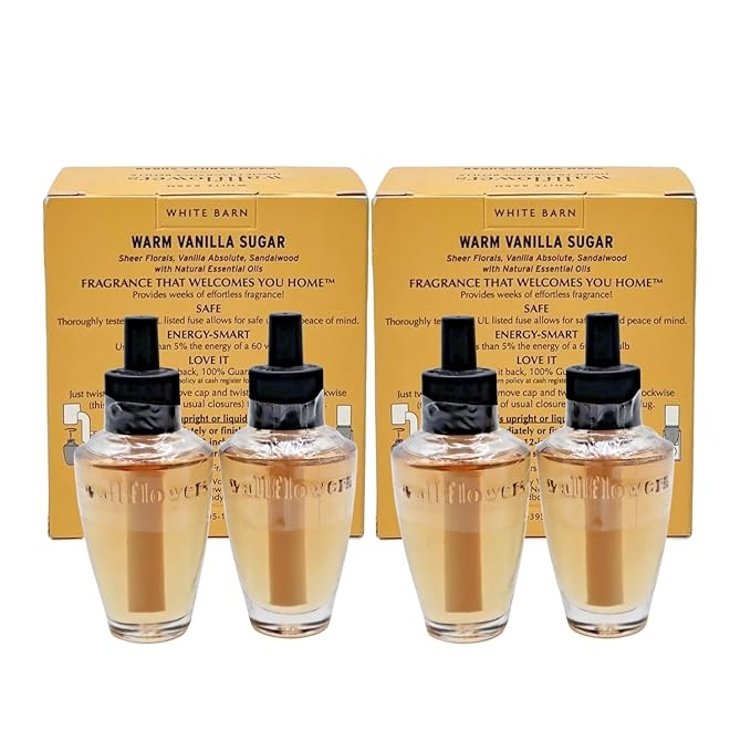 Bath &amp Body Works WARM VANILLA SUGAR Wallflowers Home Fragrance Refill 0.8 fl oz - Pack of 4