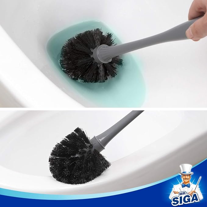 MR.SIGA Toilet Plunger and Bowl Brush Combo for Bathroom Cleaning Gray 1 Set