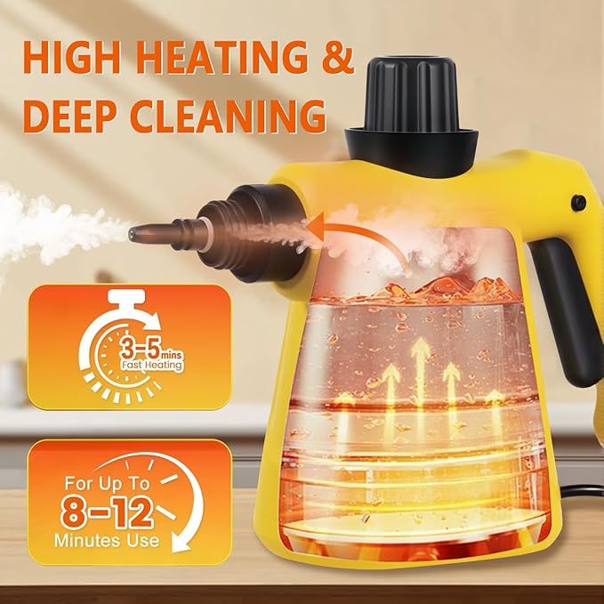 Pressurized Steam Cleaner Handheld Multi-Surface Steamer with 11 Accessories &amp Steam Lock 350ml Tank for Home Car Kitchen Bathroom Windows – Chemical-Free Deep Cleaning