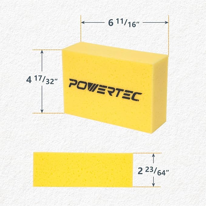 POWERTEC Large Square Grout Sponge – Professional Tile Grout Removal Cleaning Sponge – Heavy-Duty Absorbent Sponges Multi-Purpose Cleaning Tool for Floors Kitchen and Bathroom – 8PK (72106-P2)
