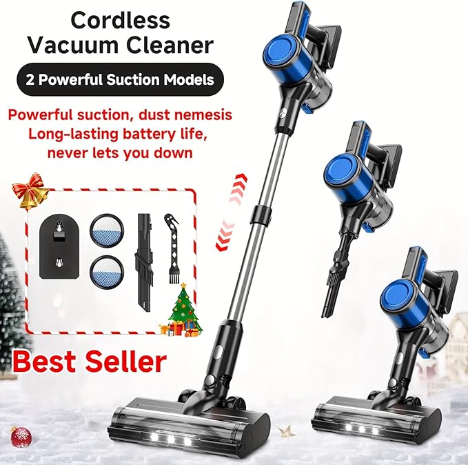 Cordless Vacuum Cleaner MAX 70Kpa Powerful Stick Vacuum with 45min Runtime Anti-Tangle Vacuum Cleaners for Home 50.72oz Dust Cup (3)