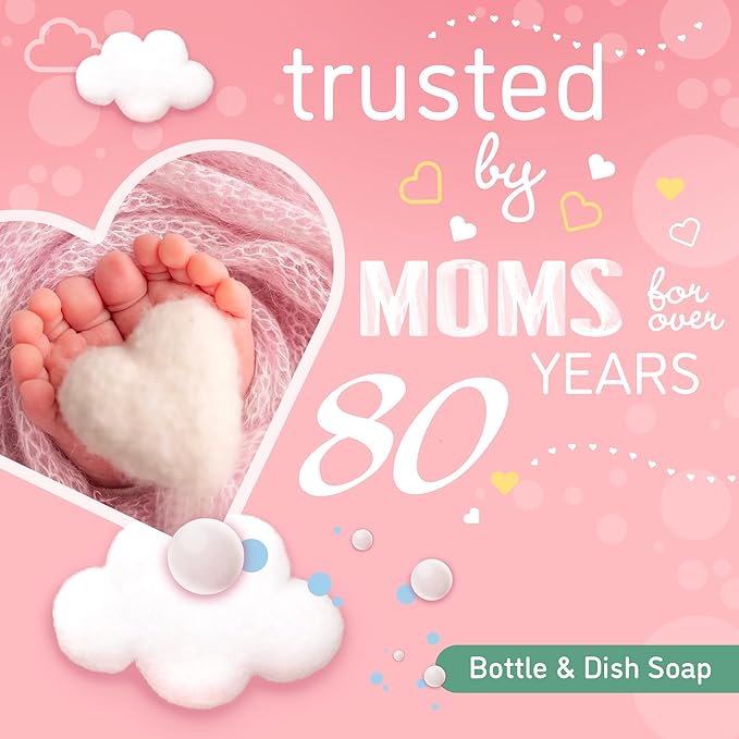Dreft Bottle and Dish Soap | Made to Clean Baby BottlesSippy CupsPacifiersBreast Pumps&amp More | Gently Removes Milk Film &amp Odors-| Plant BasedFragrance Free Dish Soap-| 18 Fl Oz(Pack of 6