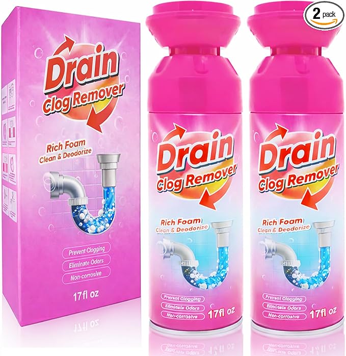 Foaming Drain Cleaner Foam Drains Sink Cleaner and Deodorizer Wild Tornado Drain Clog Remover for Kitchen Sinks Shower Drains Tubs (2 pcs)