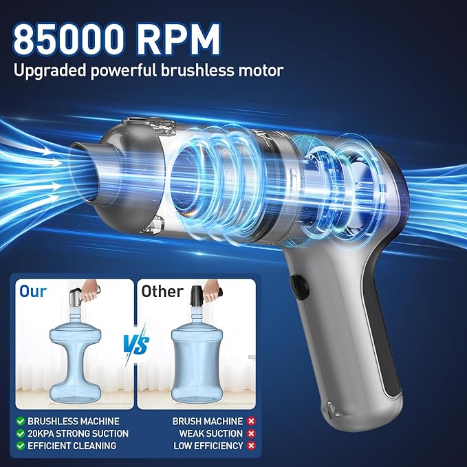 AHNR Handheld Car Vacuum Cleaner Cordless with Brushless Motor 20000PA High Power Vacuum Cleaner &amp Air Duster 3 in 1 Keyboard Portable Mini Hand Held Vacuums Cleaner for Car Home