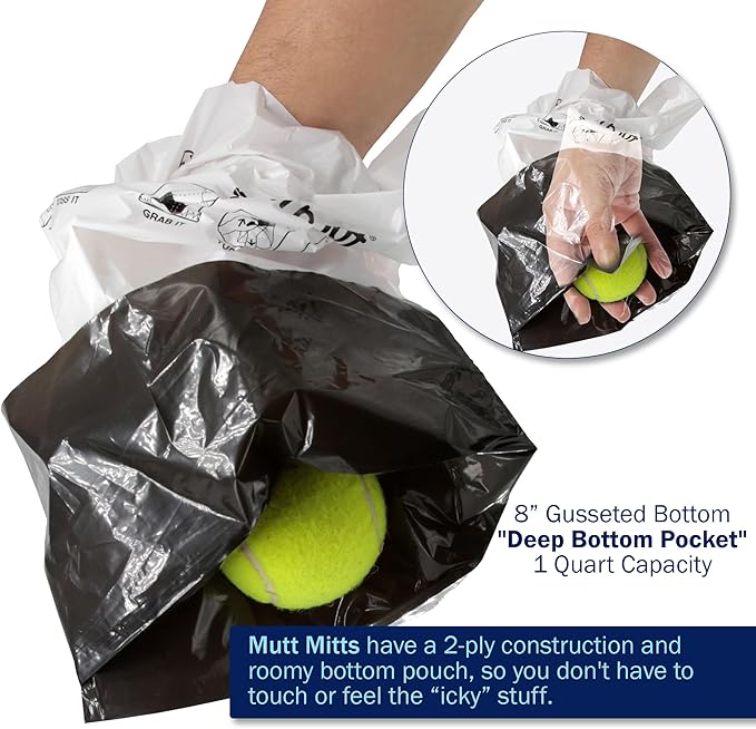 Mutt Mitt® 2-Ply Dog Waste Bags with Thick 2 Mil Mitten - No more yuck or warm handshake - New Listing Same 400 White &amp Black Dog Waste Bags on 4 Station Headers