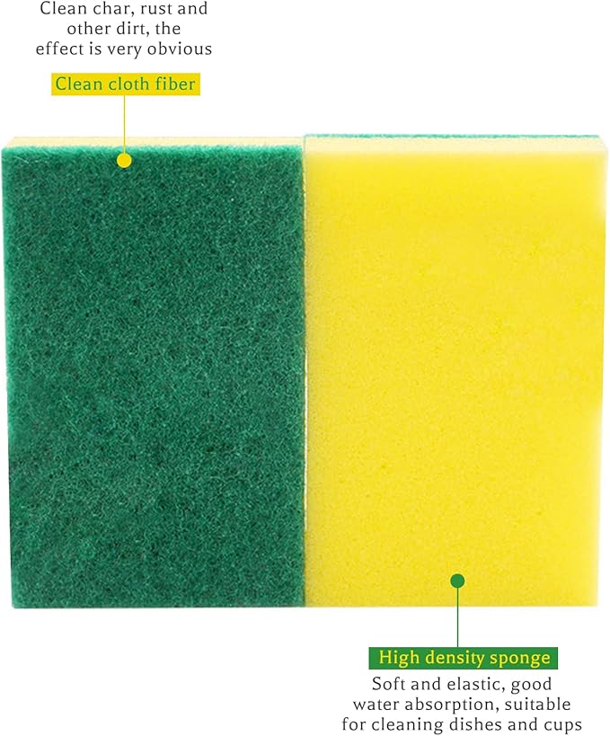 30 Pack Kitchen Sponges Individually Wrapped Non-Scratch Scouring Pads Bulk Scrub Sponges for Cleaning Kitchen and Household Car Dish Sponge for Apartments Hotel