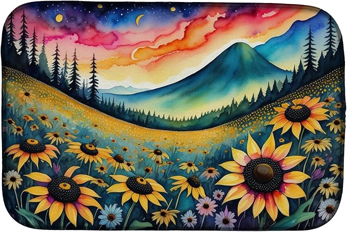 Caroline's Treasures DAC1411DDM Black-eyed Susans in Color Dish Drying Mat Absorbent Dish Drying Mat Pad for Kitchen Counter Dish Drainer Mat for Countertop 14 x 21 Multicolor