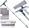XANGNIER Window Cleaning Kit Tool with Storage BucketWindow Washing Kit with Extension PoleProfessional Windows Washer Cleaner Squeegee KitsCommercial&ampHousehold UseIndoor&ampOutdoor High Wind