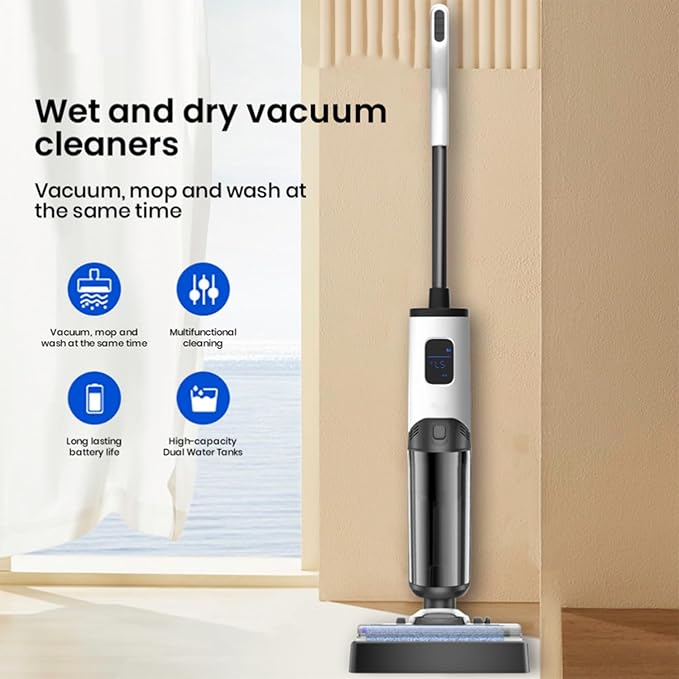 Wet/Dry Vacuum Cleaner Sweeps &amp Mops in One Step Powerful Suction Anti-Tangle Design Dual Edge Cleaning Up to 40 Minutes Runtime