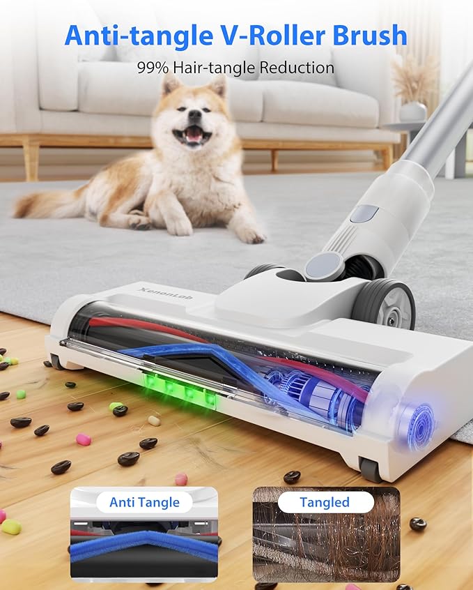 Cordless Vacuum Cleaner 45KPA Stick Vacuum Cleaners for Home 6-in-1 Rechargeable Lightweight Vacuum Up to 35Mins Runtime with Powerful Suction for Carpets Pet Hair Hardwood Floors
