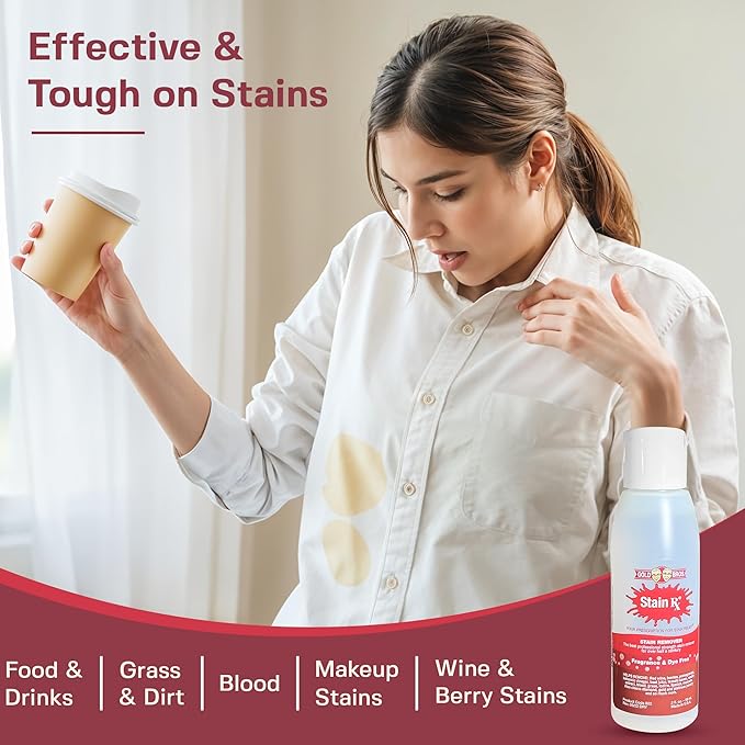 Stain Remover Effectively Eliminates Stains from Wine Berries &amp Blood on Fabrics Carpets Upholstery &amp Jewelry Dye-Free Bleach-Free Made in USA 2 fl. oz. (6 Pack) with a Flip-Top Cap