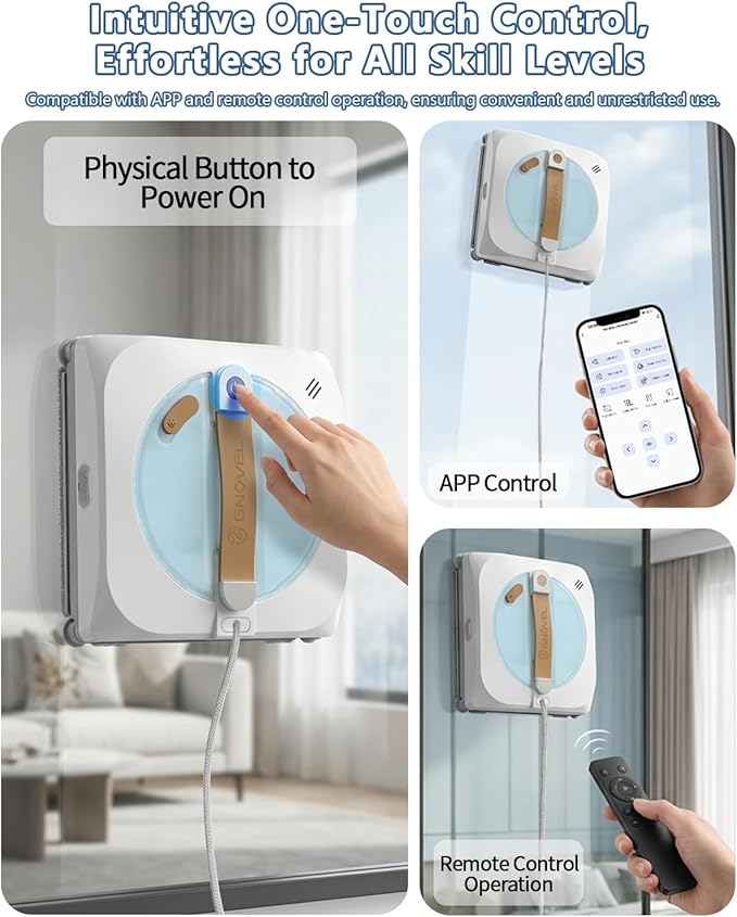 Window Cleaning Robot with 8000Pa 2025 Upgraded Window Cleaner Robot with Intelligent Path Planning 15-Stage Anti-Fall App/Remote Control for Glass Edge Detection System Tile &amp Windows
