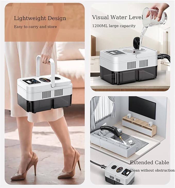 High Pressure Steam Cleaner 1500W Handheld High Temperature Touch Screen Cleaner 3.0 Bar Handheld Steam Cleaner