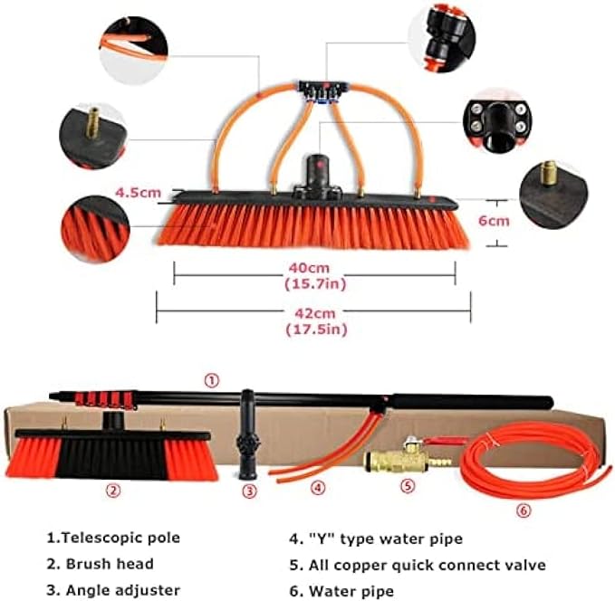 Window Cleaning Rod Kit Water Powered Telescopic Brush Extendable Cleaner Greenhouse Roof Solar &amp Photovoltaic Panel Cleaning 3.6M-10.8M35FT/10.8M3P