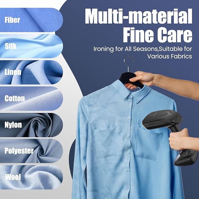 Powerful Handheld Fabric Steamer - 1800W with Fast Ceramic Heat-Up Plate 2-in-1 Ironing &amp Wrinkle Remover Steam Nozzle Lint Brush - Black for US 120V Only