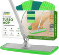 Turbo Microfiber Mop Floor Cleaning System - 18-inch Dust Mop with 4 Reusable Pads for Hardwood and Tile 360-Spin Floor Mop Head &amp Extendable Handle - Household Cleaning Tools