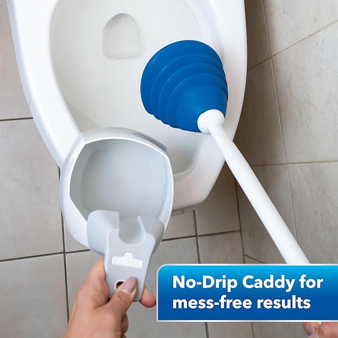 Unger EZ No-Drip Combo Toilet Brush and Plunger Set with Carrying Caddy Cleaning Tools for Home and Business Bathroom Discreet Scrubber Accessories Set for Tough Stains and Tight Suction