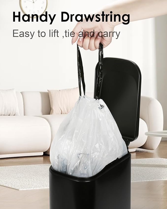 ELPHECO 2 Gallon Bathroom Trash Can with 120 Counts Trash Bags