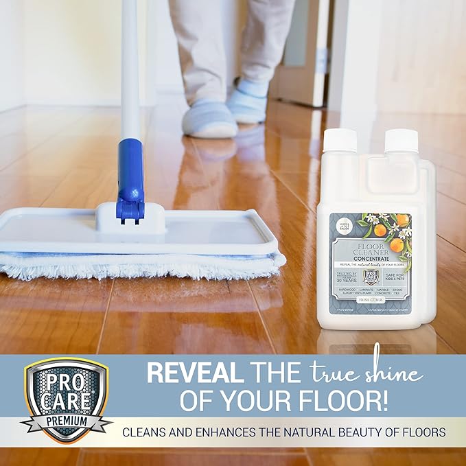 ProCare Citrus Floor Cleaner Concentrate (Made in USA) | Vinyl Wood Tile Stone &amp Laminate Floor Cleaner For Mopping Household Supplies Cleaning Solution Concentrate For Kitchen &amp Bathroom