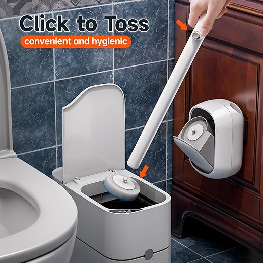 CTIME Small Bathroom Trash can with lid and Disposable Toilet Brush Set