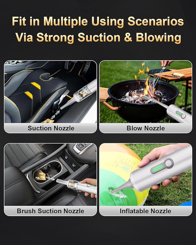 MARTISAN Cordless Car Vacuum 4-in-1 Portable Vacuum 20000Pa Suction Power 3 Sunction Modes HEPA Filter Vacuuming Blowing Inflating Pumping Quick Charging for Home Office Camping White
