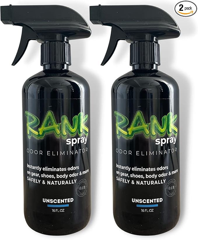 Sports Odor Eliminator: Banish Body &amp Sweat Odor From Sports Gear Yoga Mats Gym Bag Shoes Helmets Cleats etc! Safe Boxing Glove Spray &amp Hat Deodorizer - 2 16 oz Unscented Bottles