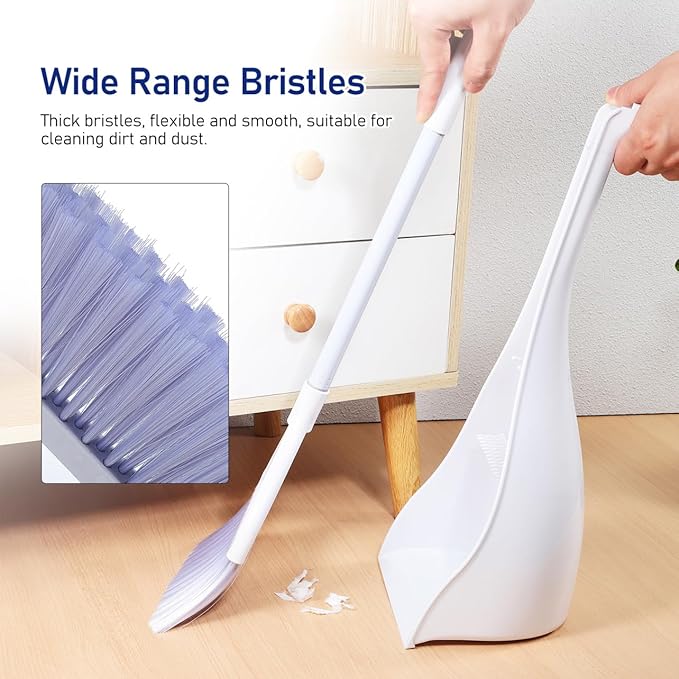 Mini Broom and Dustpan Set with Toothed Dustpan Compact Handheld Sweeper for Kitchen Car Desktop Small Spaces Cleaning